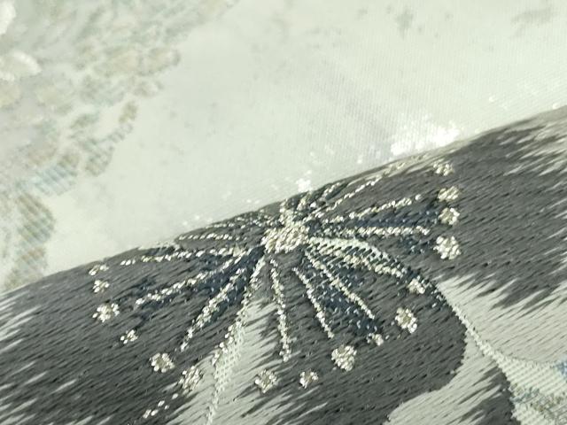 平和屋着物○つけ帯 花苑艶麗図 銀糸 引箔 正絹 逸品 DAAT0362ob