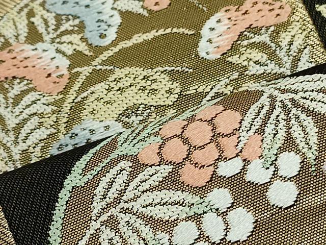 平和屋着物○西陣 服部織物謹製 六通柄袋帯 唐織 市松草花丸文