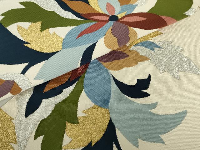 平和屋着物○爪掻き本綴れ 八寸名古屋帯 洋花文 金