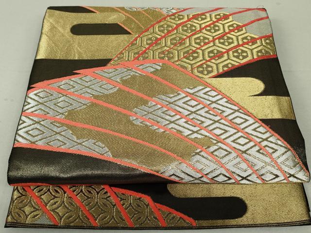 V9156 ○渡文織物謹製 纐纈 高級 正絹 全通 袋帯 V9156 ○渡文