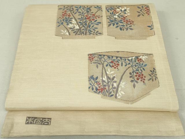 平和屋着物●名門木屋太　今河織物　六通柄袋帯　陶器枝花文　正絹　逸品　DAAT0410ob