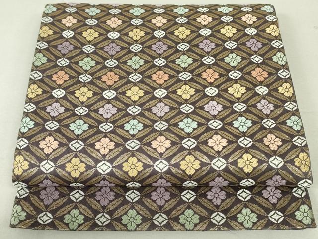 平和屋着物○六通柄袋帯 唐織 七宝花華文 金糸 正絹 逸品 DAAT0415ob