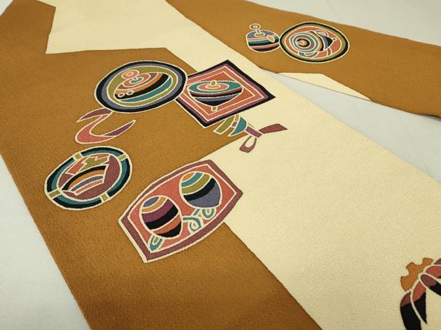 平和屋着物○紅花紬 米沢 横縞 正絹 逸品 DAAS3978ps