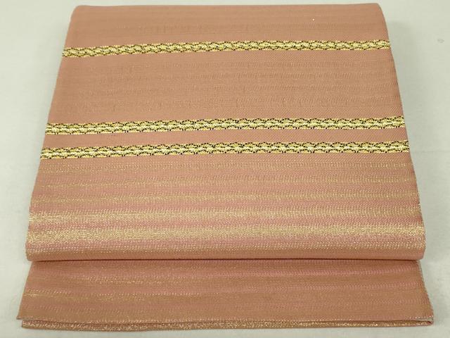 平和屋着物●ひなや工房　くむ・あむ・おる　伊豆蔵明彦　組織　太鼓柄袋帯　横段文　金糸　正絹　逸品　DAAT0454ob