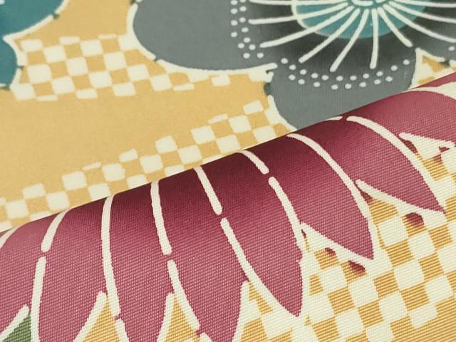 平和屋着物○塩瀬 全通柄九寸名古屋帯 型染 草花文