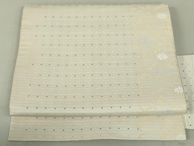 平和屋着物●西陣　佐々木染織謹製　九寸名古屋帯　花唐草間道　金銀糸　証紙付き　正絹　逸品　DAAT0465ob