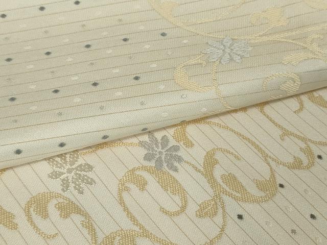 平和屋着物○西陣 佐々木染織謹製 九寸名古屋帯 花唐草間道