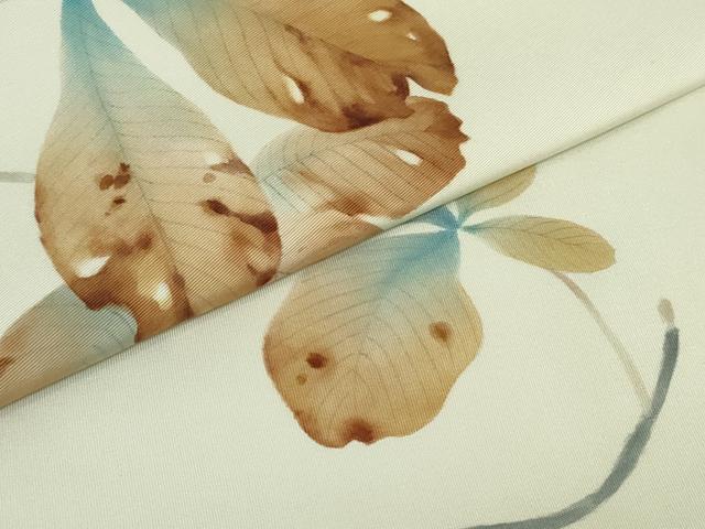 平和屋着物○塩瀬 九寸名古屋帯 友禅 作家物 枝花文 正絹