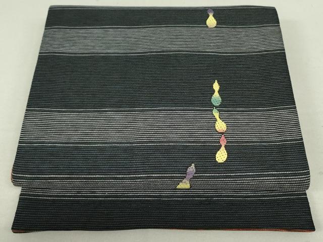 平和屋着物●両面　全通柄袋帯　瓢箪　ひょうたん　間道　金糸　正絹　逸品　DAAT0495ob