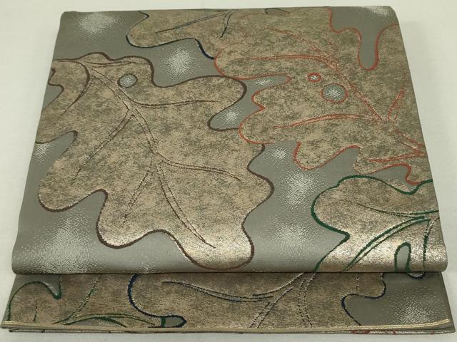 平和屋着物●西陣　白綾苑大庭　六通柄袋帯　舞葉文　引箔　正絹　逸品　DAAT0508ob