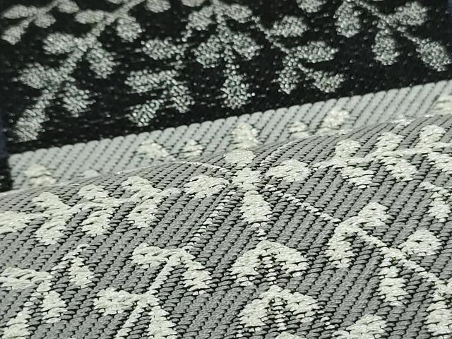 平和屋着物●両面　六通柄袋帯　市松枝葉文　銀糸　正絹　逸品　DAAT0513ob 平和屋着物○両面 六通柄袋帯 市松枝葉文 銀糸 正絹 逸品 DAAT0513ob