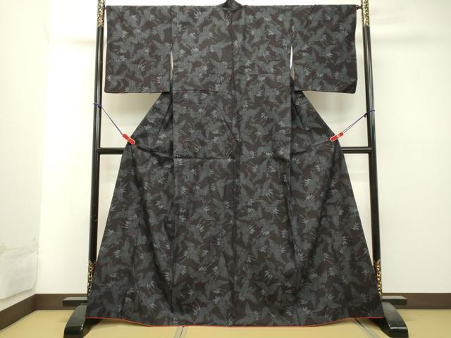 平和屋着物○結城紬 80亀甲 飛び亀甲 舞葉文 三越扱い 正絹 逸品