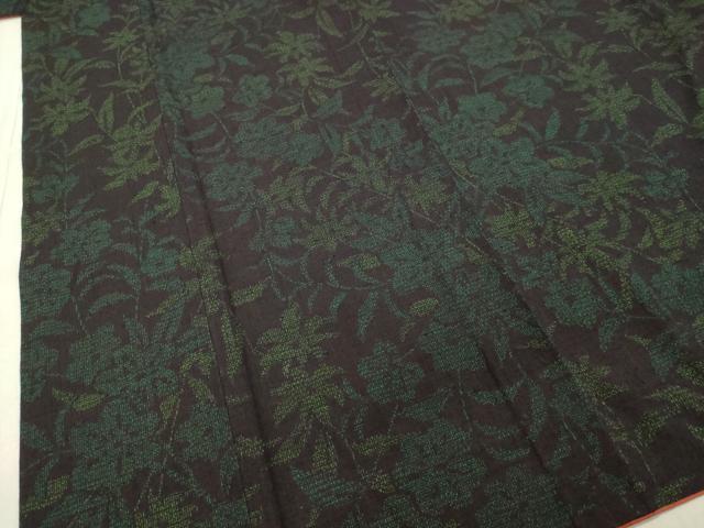 平和屋着物○本場結城紬 重要無形文化財 100亀甲 総詰め 草花文