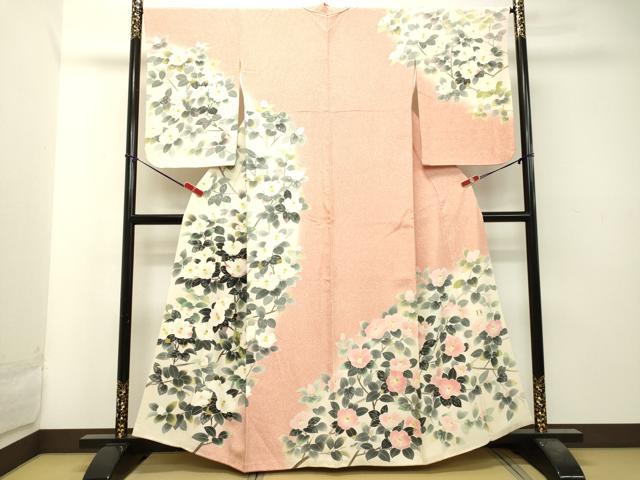 平和屋着物●人間国宝・羽田登喜男　訪問着　枝椿　暈し染め　正絹　逸品　DAAT1047tw