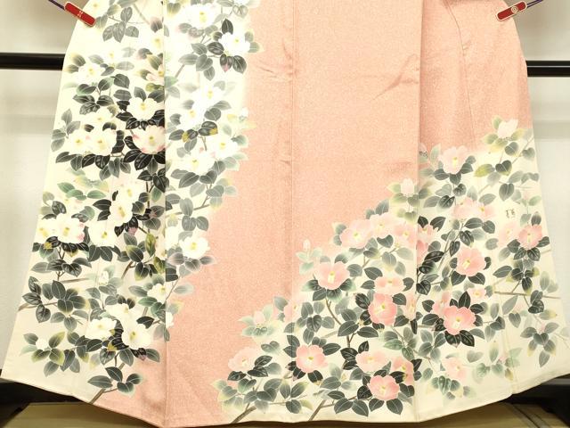 平和屋着物○人間国宝・羽田登喜男 訪問着 枝椿 暈し染め 正絹 逸品