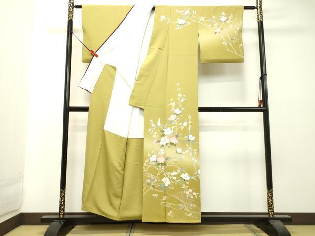 平和屋着物□訪問着 流水枝花文 暈し染め 金彩 正絹 逸品