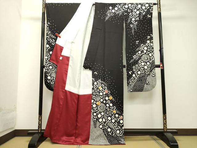 平和屋着物○豪華振袖・長襦袢セット（無双仕立て） 駒刺繍 絞り 舞桜文