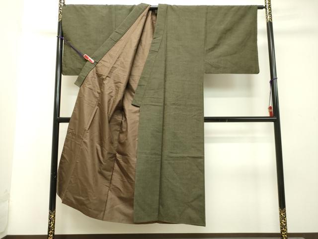 平和屋着物○男性 紬 藍媚茶色 正絹 逸品 DAAT1061tw 