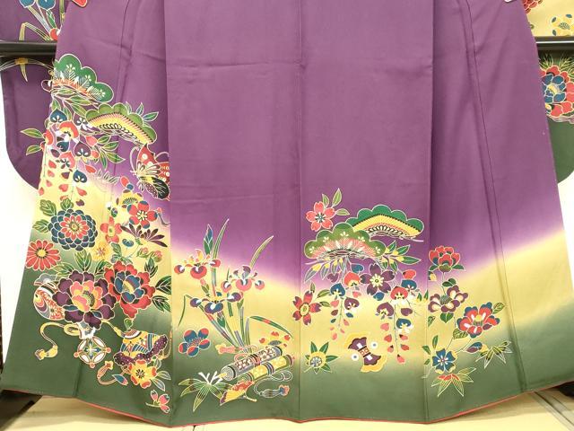 平和屋着物○豪華振袖 花蝶松文 暈し染め 正絹 逸品 DAAT1065tw 
