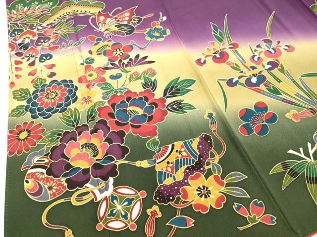 平和屋着物○豪華振袖 花蝶松文 暈し染め 正絹 逸品 DAAT1065tw 