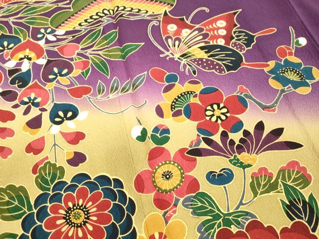 平和屋着物○豪華振袖 花蝶松文 暈し染め 正絹 逸品 DAAT1065tw