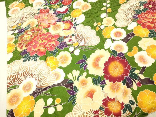 平和屋着物○豪華振袖 駒刺繍 枝花文 金糸 正絹 逸品 DAAT1067tw