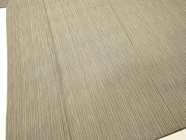 平和屋着物○男性 お召 アンサンブル 袖無し羽織セット 縞 正絹 逸品  