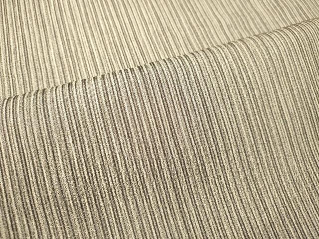 平和屋着物○男性 お召 アンサンブル 袖無し羽織セット 縞 正絹 逸品