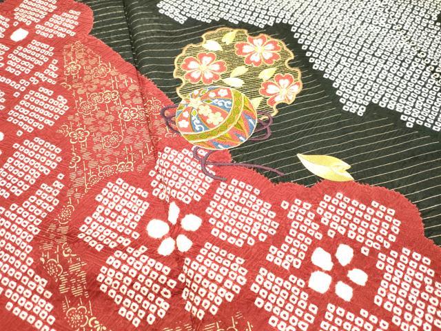 平和屋着物○豪華振袖 絞り 駒刺繍 鞠 雪輪舞花文 金彩 正絹