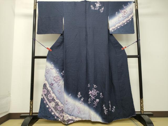 平和屋着物●訪問着　更紗花文　暈し染め　銀彩　京都きもの友禅扱い　正絹　逸品　DAAT1082tw