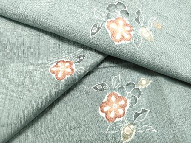 平和屋着物●上質な紬　絞り　草花文　正絹　逸品　未使用　DAAT1089tw