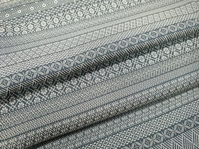 平和屋着物●上質なお召 　横段文　正絹　逸品　未使用　DAAT1105tw