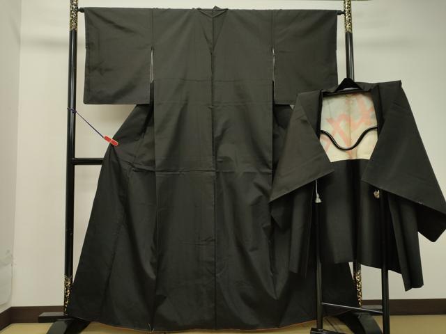 平和屋着物●本場大島紬　アンサンブル　黒色　正絹　逸品　DAAT1119tw