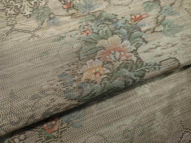 平和屋着物○本場大島紬 古代染色純泥染 亀甲草花文 大野織物