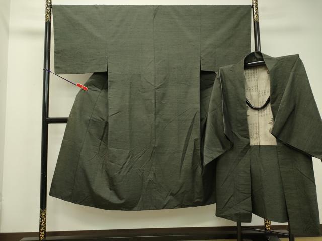 平和屋着物●男性　紬　アンサンブル　仙斎茶色　正絹　逸品　DAAT1133tw