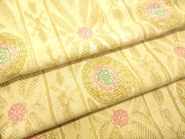 平和屋着物●上質な小紋　紬地　型染め　花間道　正絹　逸品　未使用　DAAT1163tw