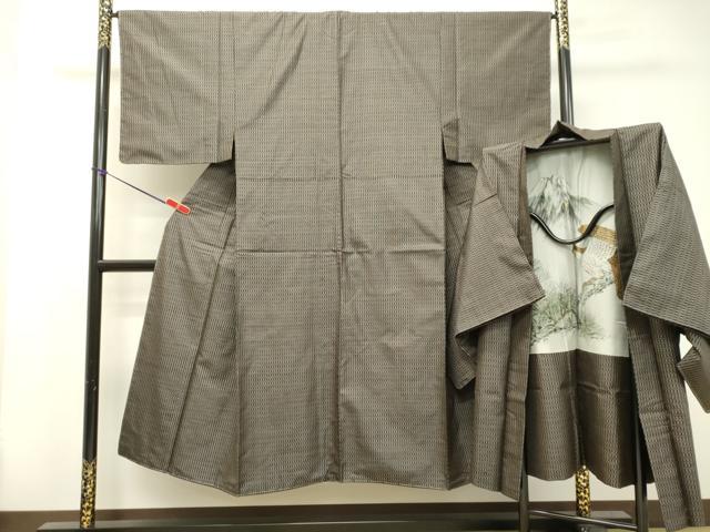 平和屋着物●男性　本場大島紬　アンサンブル　格子　正絹　逸品　未使用　DAAT1181tw