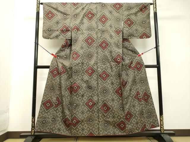 平和屋着物○希少 本場大島紬 龍郷絣 花菱文 正絹 逸品 DAAT1218tw 紬