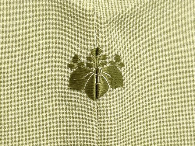 平和屋着物●江戸小紋　樋口実　万筋　若葉色×練色　正絹　逸品　DAAT1242tw 平和屋着物○江戸小紋 樋口実 万筋 若葉色×練色 正絹