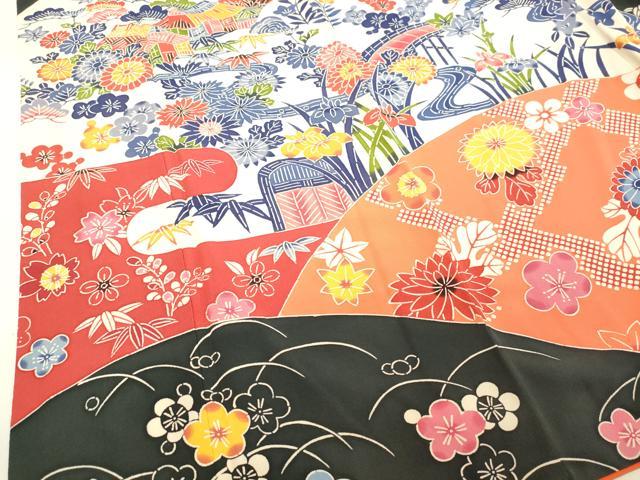 平和屋着物●豪華振袖　型染め　風景文　正絹　逸品　DAAT1254tw 平和屋着物○豪華振袖 型染め 風景文 正絹 逸品 DAAT1254tw