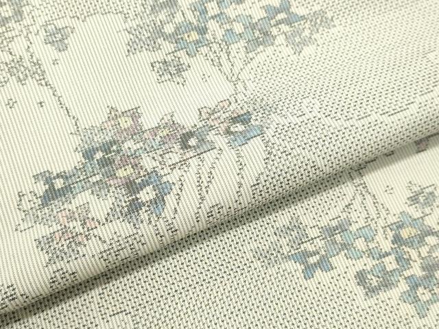 平和屋着物○本場大島紬 7マルキ 泥染め 短冊重ね吉祥花文 池畑