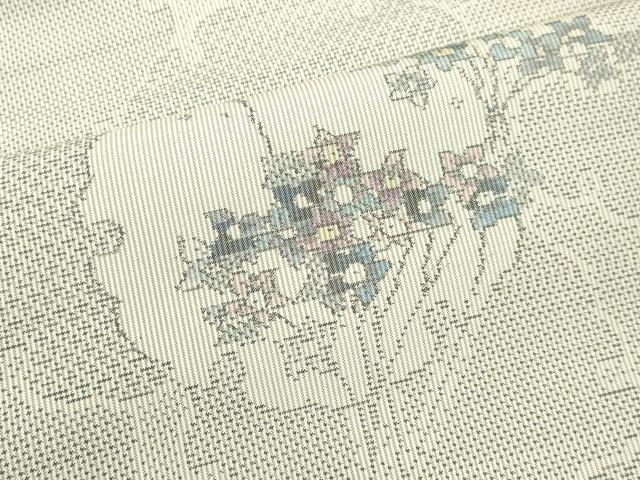 平和屋着物○本場大島紬 白大島 7マルキ 総絣 雪輪花文 正絹