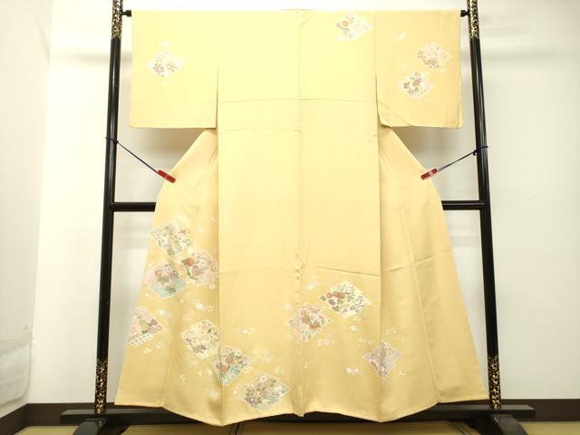 平和屋着物○創業460年・千總 訪問着 駒刺繍 草花文 金彩