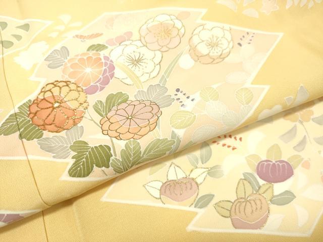 平和屋着物○訪問着 駒刺繍 慶彩小袖 枝花文 金彩 正絹