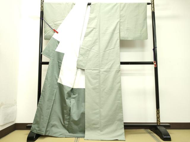 平和屋着物○本場真綿絢結城紬 青磁鼠色 証紙・認定証付き 正絹