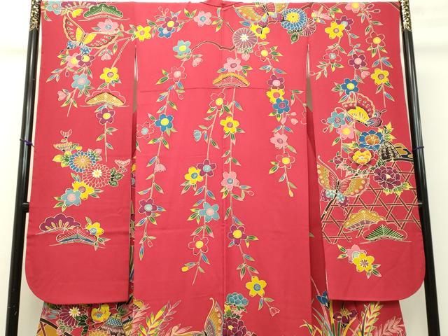 平和屋着物○豪華振袖 型染め 風景花鳥文 正絹 逸品 DAAT1288tw 平和屋