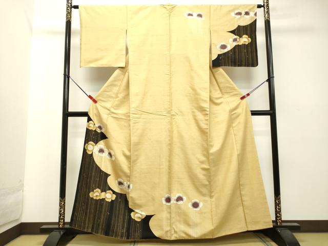 平和屋着物●訪問着　紬地　舞花文　金彩　正絹　逸品　DAAT1295tw