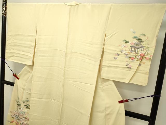 平和屋着物▽訪問着 単衣 紬地 霞文 正絹 逸品 AAAW1352fy