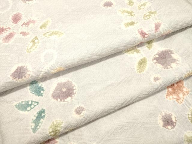 平和屋着物●上質な小紋　総絞り　草花間道　正絹　逸品　DAAT1341tw