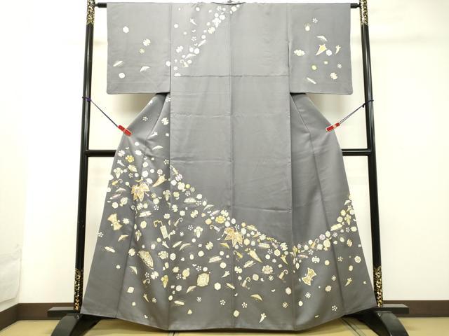 平和屋着物○塩瀬 つけ帯 駒刺繍 総刺繍 舞花文 金糸 正絹 逸品 DAAJ9079ps